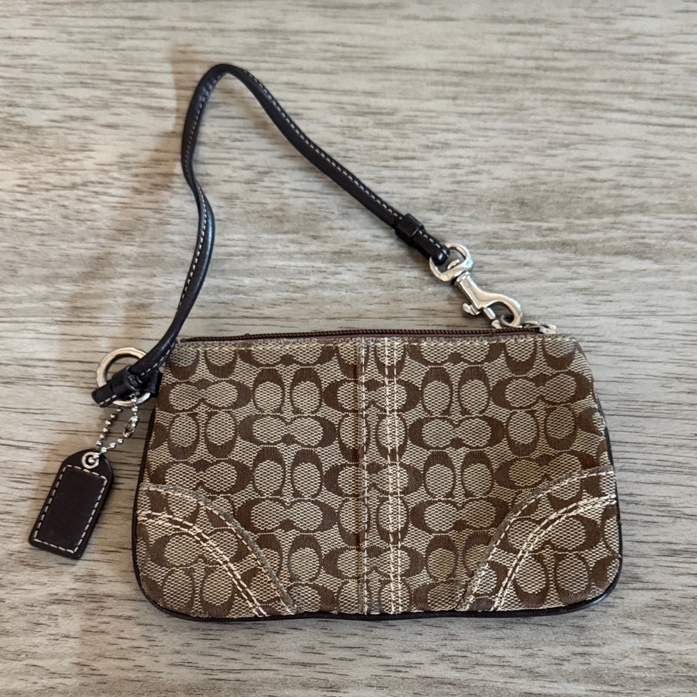 Coach Signature Brown Wristlet
